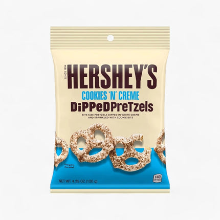 HERSHEY'S COOKIES & CREAM DIPPED PRETZELS PEG BAG (12/4.25OZ)