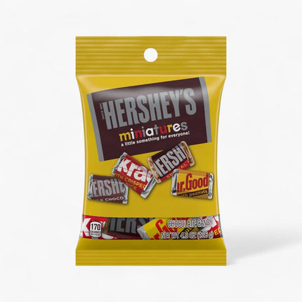 HERSHEY'S MINIATURES ASSORTMENT PEG BAG 12/4.8OZ