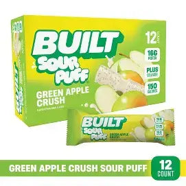 Built Protein Bar Sour Puffs Green Apple Crush 12/40g