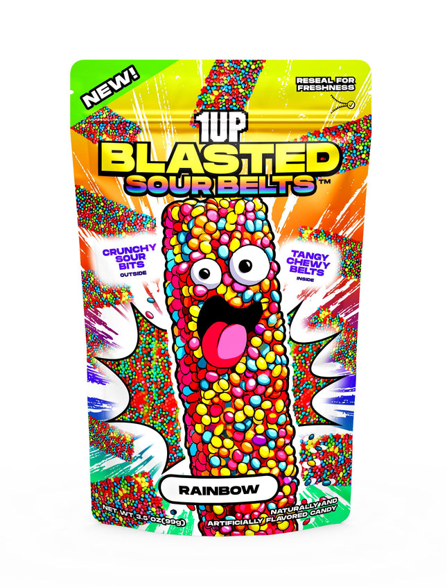 1UP Blasted Sour Belts Rainbow 15/3.5OZ
