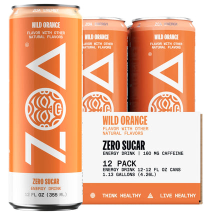 Zoa Energy Drink Orange 12/12OZ Cans