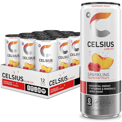 Celsius Sparkling Raspberry Peach Energy Drink 12 Pk 12 Oz