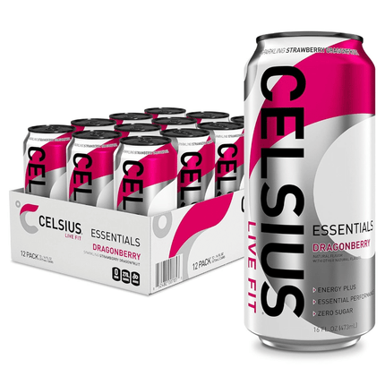 Celsius Essentials Sparkling Dragonberry Energy Drink 12Pk