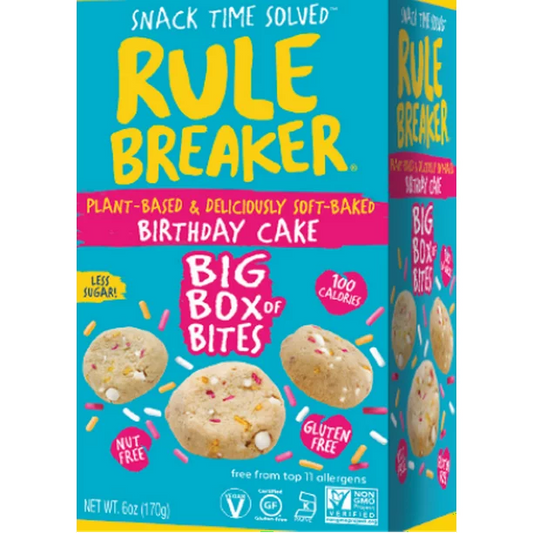 Rule Breaker Snacks Birthday Cake Big Box of Bites (Vegan, Gluten-Free, Top 11 Allergen-Free)