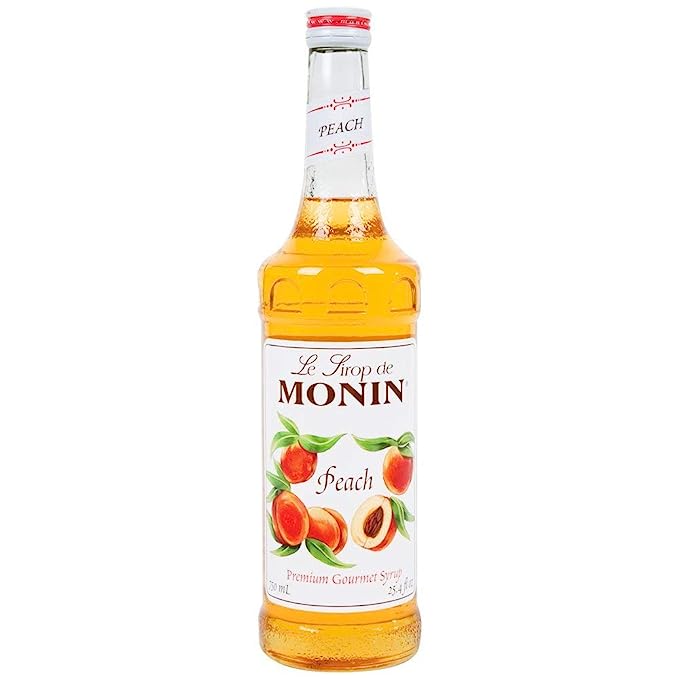 Monin Peach Syrup (750 mL Glass Bottle)
