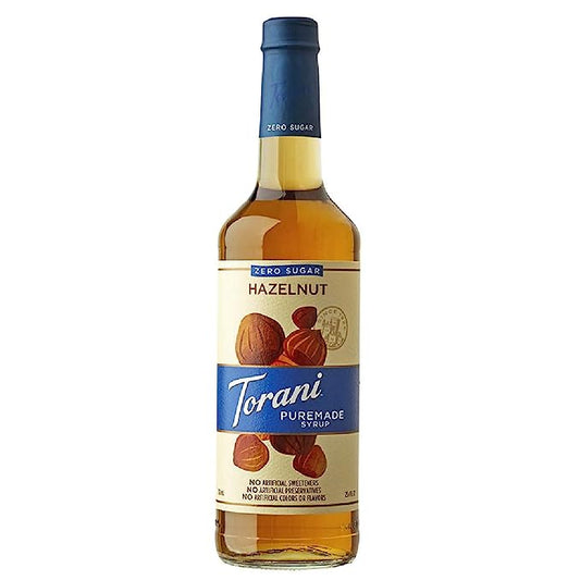 Torani Sugar Free Hazelnut Syrup (750 mL Glass Bottle)