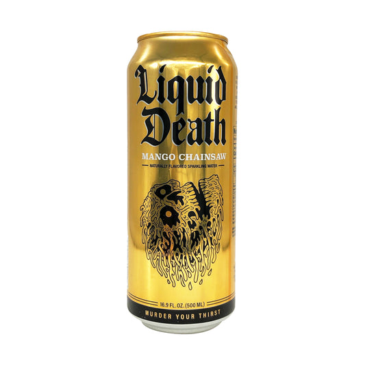 Liquid Death Sparkling Water Mango Chainsaw (16.9 Oz Can)