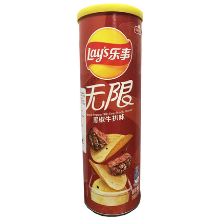 Lay’s Chips Black Pepper Steak Can 24/90g (CHINA)
