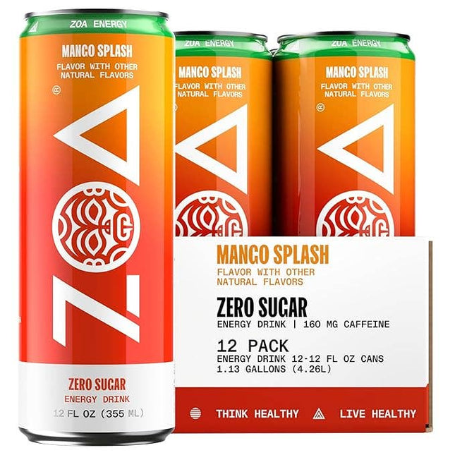 Zoa Energy Drink Mango Splash 12/12OZ Cans