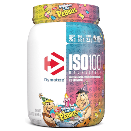 Dymatize Iso 100 Protein Powder Birthday Cake Pebbles 20 SRV