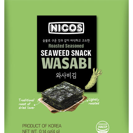 Nicos Seaweed Snack To Go Wasabi 8Bags/16PK/4g (Korea)