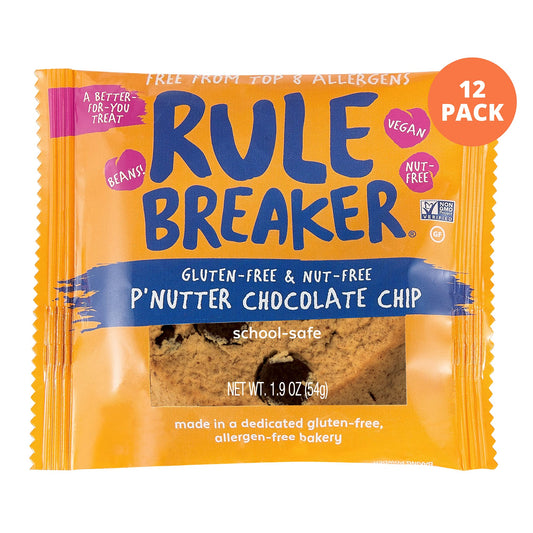 Rule Breaker Snacks P’Nutter Chocolate Chip Blondie Cookies (Vegan, Gluten Free, Plant-Based, Dairy, Nut, Soy, Allergen Free, Kosher)