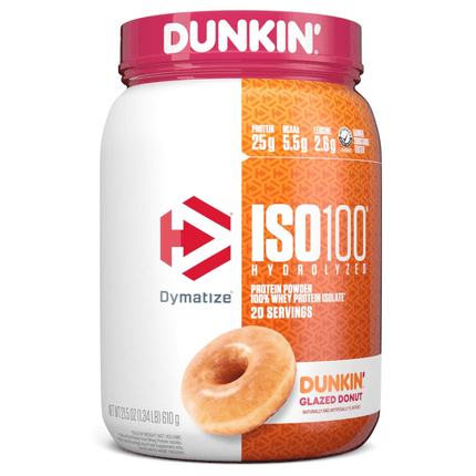 Dymatize Iso 100 Protein Powder Dunkin' Glazed Donut 20 SRV