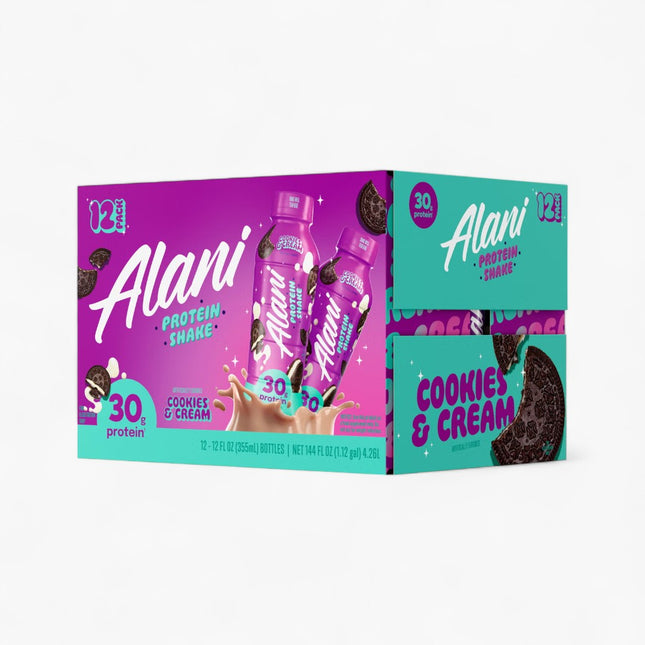 Alani Nu Protein Shake – Cookies & Cream – 12 Pack × 12 oz Bottles