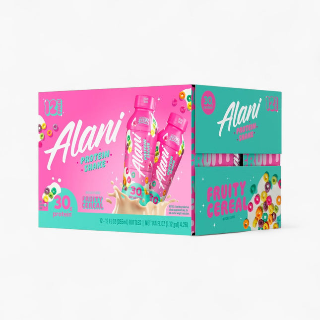 ALANI NU PROTEIN SHAKE – FRUITY CEREAL – 12 PACK × 12 OZ BOTTLES