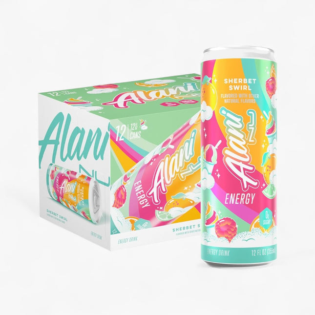 Alani Nu Sherbert Swirl Energy Drink – 12 Pack × 12 oz Cans