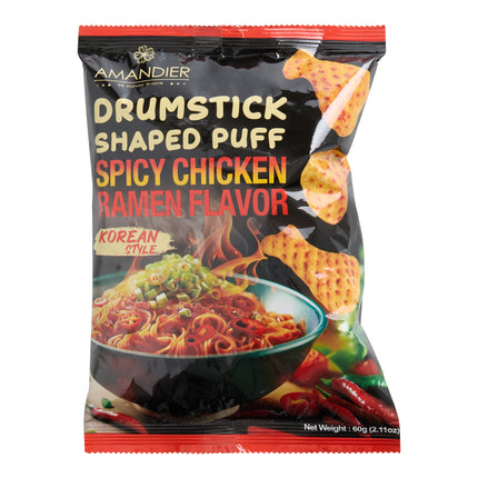 Amandier Spicy Ramen Chicken Korean Drumstick Shaped Puffs 12/60g (TAIWAN)