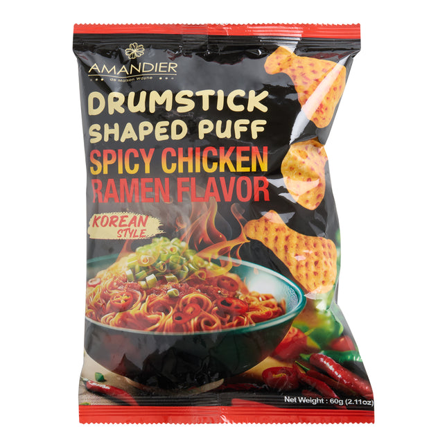Amandier Spicy Ramen Chicken Korean Drumstick Shaped Puffs 12/60g (TAIWAN)