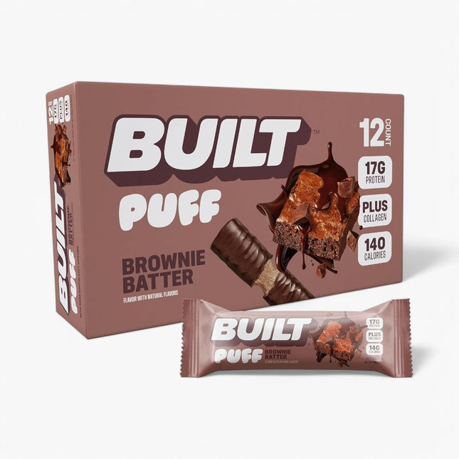 BUILT PROTEIN BAR PUFFS 12/40G BROWNIE BATTER GLUTEN FREE