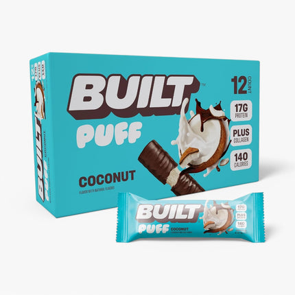 BUILT PROTEIN BAR PUFFS 12/40G COCONUT MARSHMALLOW