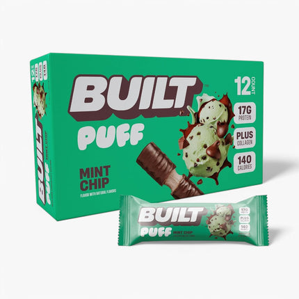 BUILT PROTEIN BAR PUFFS 12/40G MINT CHIP