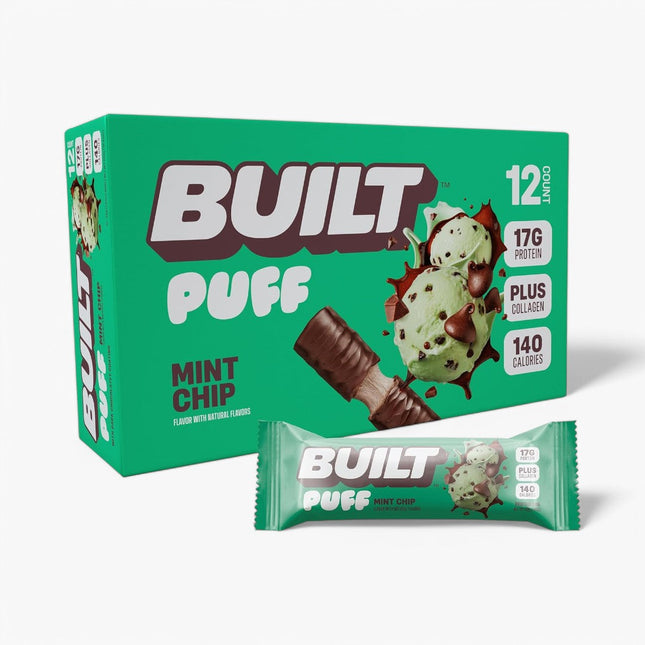 BUILT PROTEIN BAR PUFFS 12/40G MINT CHIP