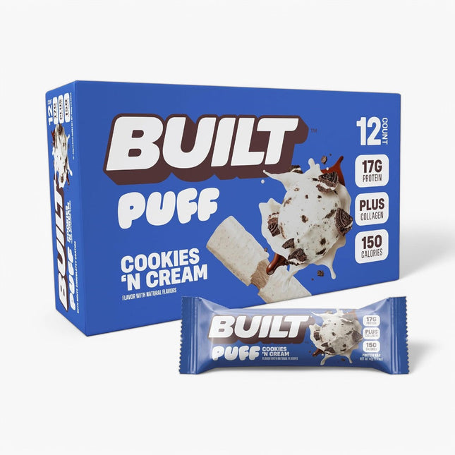 BUILT PROTEIN BAR PUFFS 12/40G WC COOKIES 'N CREAM