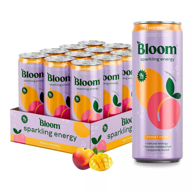 Bloom Peach Mango – 12 Pack × 12 oz Cans