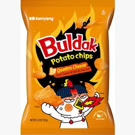 Buldak Potato Chips Quattro Cheese Large Size (Korea) – 12 Count