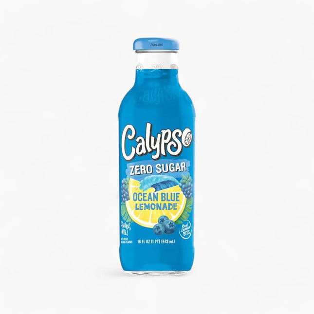 Calypso Zero Sugar Ocean Blue Lemonade – 12 Pack × 16 oz Glass Bottles