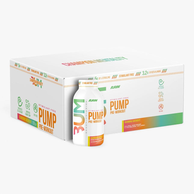 CBUM PUMP NON-STIM PREWORKOUT DRINK 12/12OZ RAINBOW SHERBET