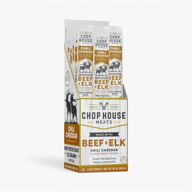 CHOPPED HOUSE MEATS BEEF/ELK STICK 20/1.5OZ CHILI CHEDDAR