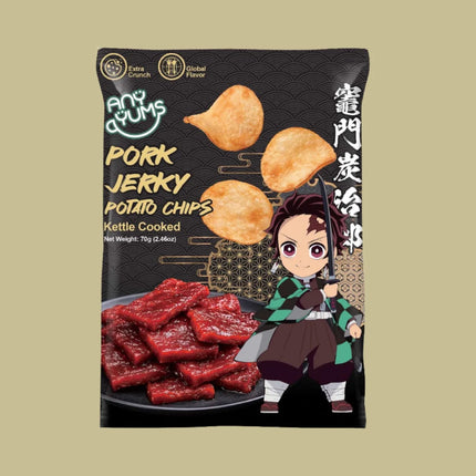 AnyYums Demon Slayer Kettle Cooked Pork Jerky Chips 24/60g (TAIWAN)