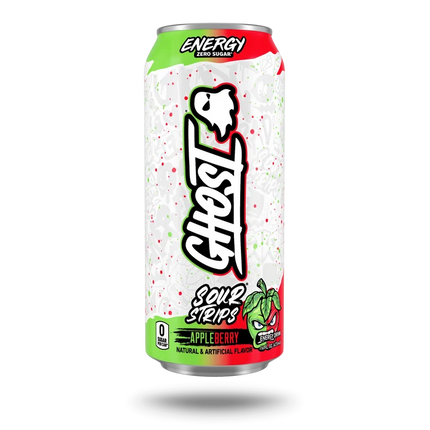 GHOST ENERGY SOUR STRIPS APPLEBERRY ENERGY DRINK – 12 PACK × 16 OZ CANS
