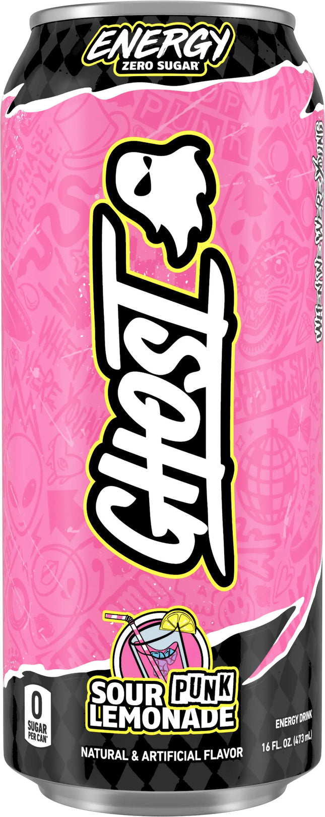 GHOST ENERGY SOUR PUNK LEMONADE ENERGY DRINK – 12 PACK × 16 OZ CANS