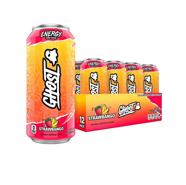 Ghost Energy Strawbango Energy Drink – 12 Pack × 16 oz Cans