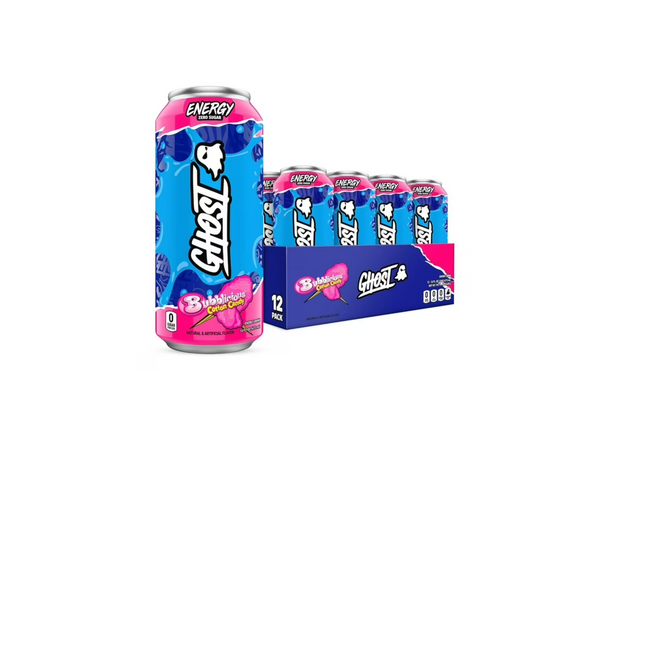 GHOST ENERGY BUBBLICIOUS COTTON CANDY ENERGY DRINK – 12 PACK × 16 OZ CANS