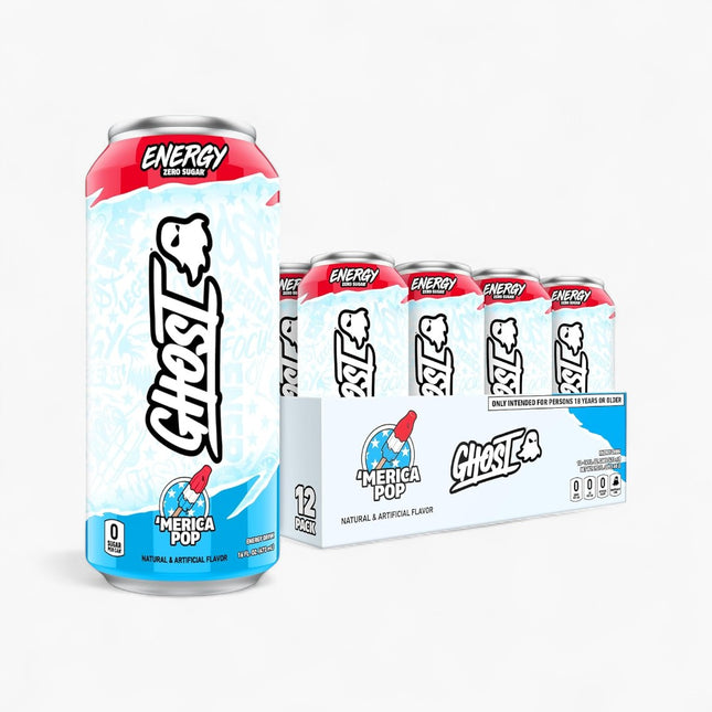 GHOST ENERGY “AMERICA POP” ENERGY DRINK – 12 PACK × 16 OZ CANS