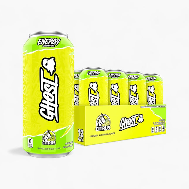 GHOST ENERGY CITRUS ENERGY DRINK – 12 PACK × 16 OZ CANS