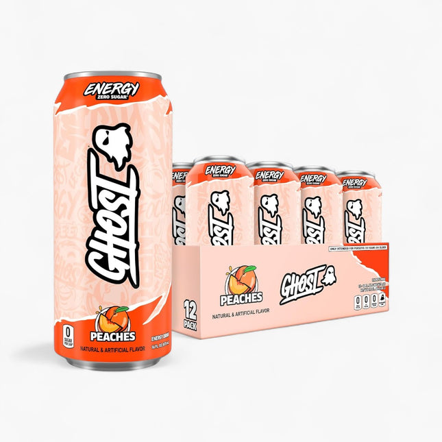 GHOST ENERGY PEACHES ENERGY DRINK – 12 PACK × 16 OZ CANS