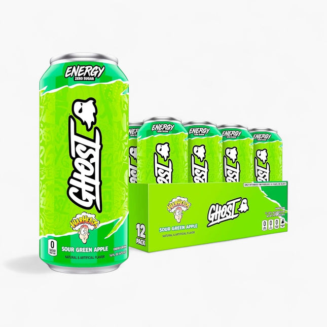 GHOST ENERGY SOUR GREEN APPLE ENERGY DRINK – 12 PACK × 16 OZ CANS