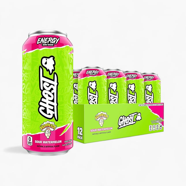 GHOST ENERGY WARHEADS SOUR WATERMELON ENERGY DRINK – 12 PACK × 16 OZ CANS