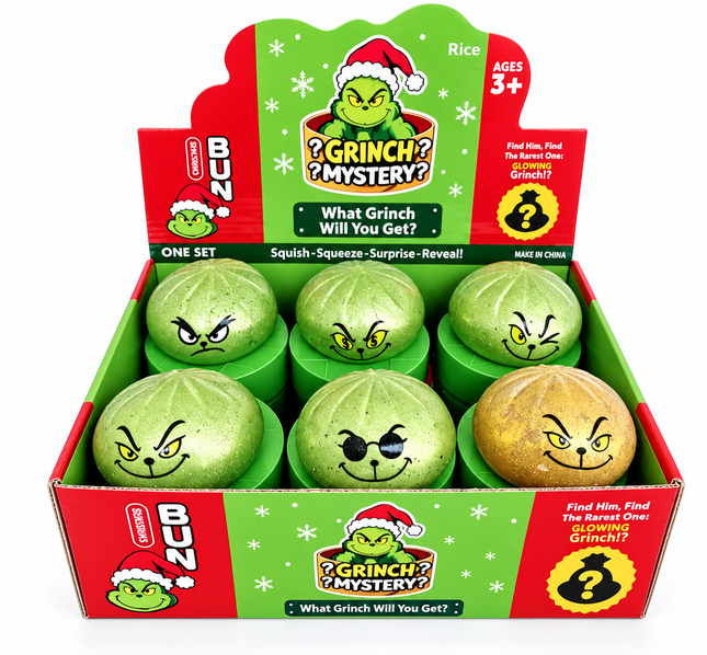Christmas Light Up LED Grinch Bun Malt Sugar - SINGLE
