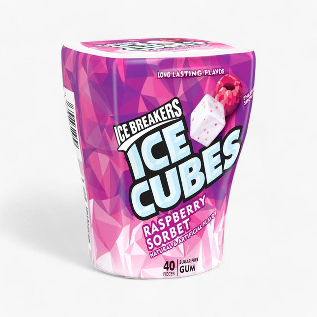HERSHEYS ICE BREAKERS CUBE RASPBERRY SORBET GUM BOTTLE 8/4CT/3.24OZ