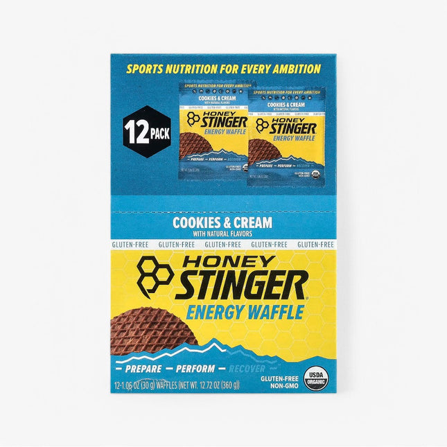 HONEY STINGER ORGANIC ENERGY WAFFLE 12/30G GF COOKIES & CREAM