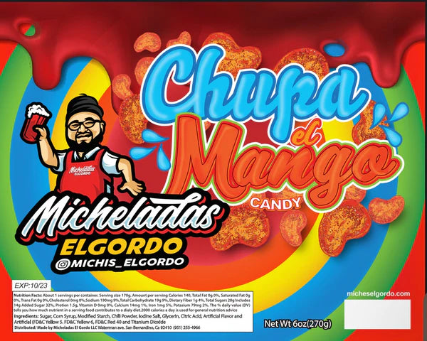 Micheladas El Gordo Chupa el Mango Candy (Chamoy Candy)