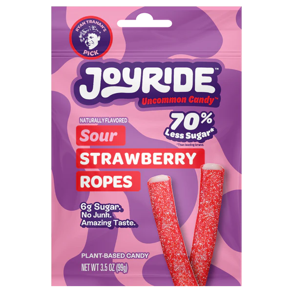 JOYRIDE FRUIT ROPES SOUR STRAWBERRY – 10 PACK X 3.5 OZ