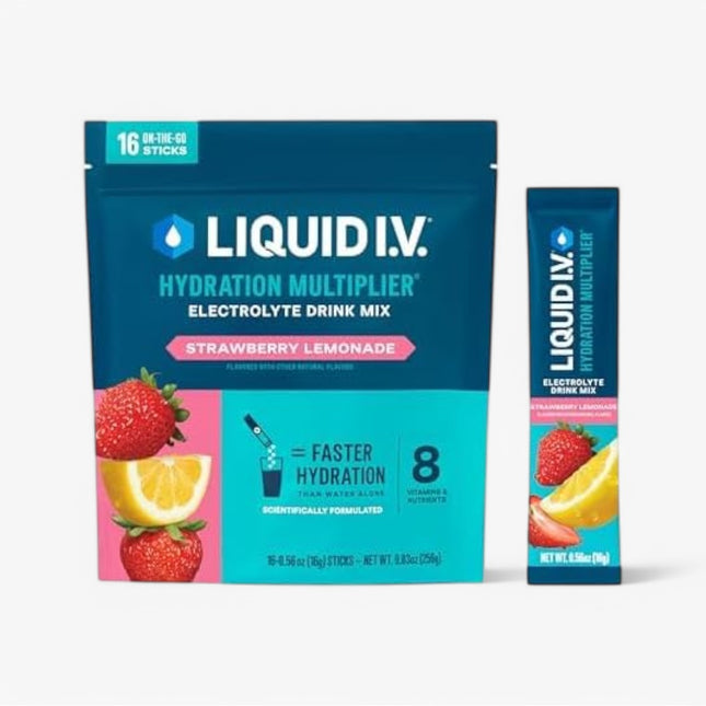 LIQUID I.V. HYDRATION STICKS – STRAWBERRY LEMONADE (10-COUNT, WHOLESALE)
