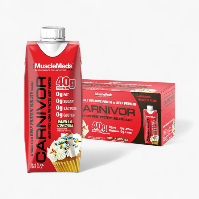 MUSCLEMEDS PROTEIN SHAKE - 40G PROTEIN - 12/16.9OZ VANILLA CUPCAKE