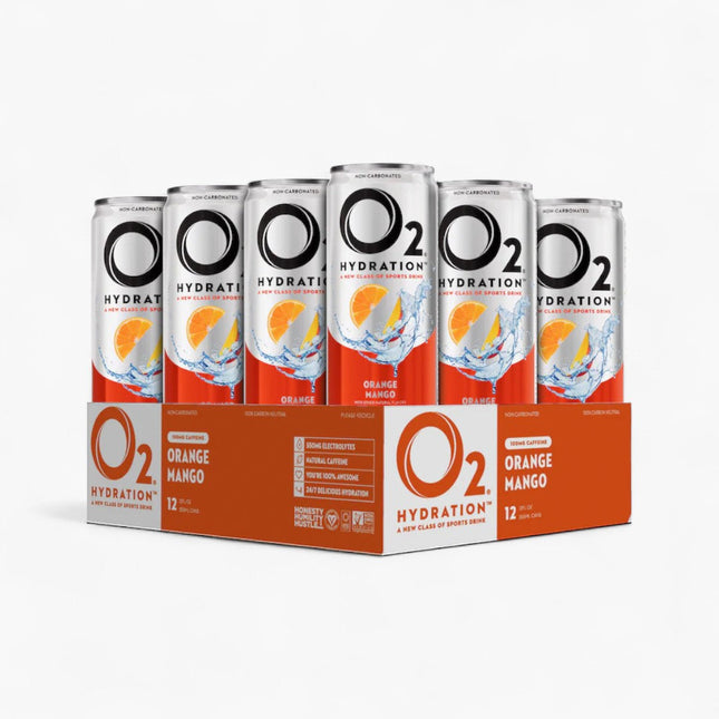 O2 HYDRATION RECOVERY - CAFFEINATED - 12/12OZ ORANGE MANGO